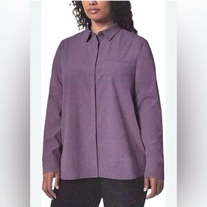 NWT Modern Ambition Elegant Women's Travel Shirt  Purple Button Down Size L